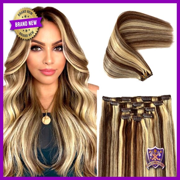 15 Inch Clip-In Human Hair Extensions, Remy Hair, Thick Full Set main image 7